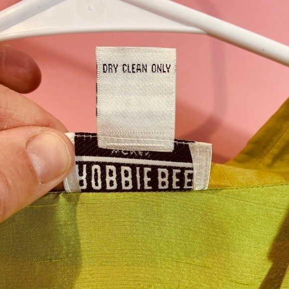 Robbie Bee vintage silk shantung button blouse Y2K chartreuse green 1X - Picture 5 of 11